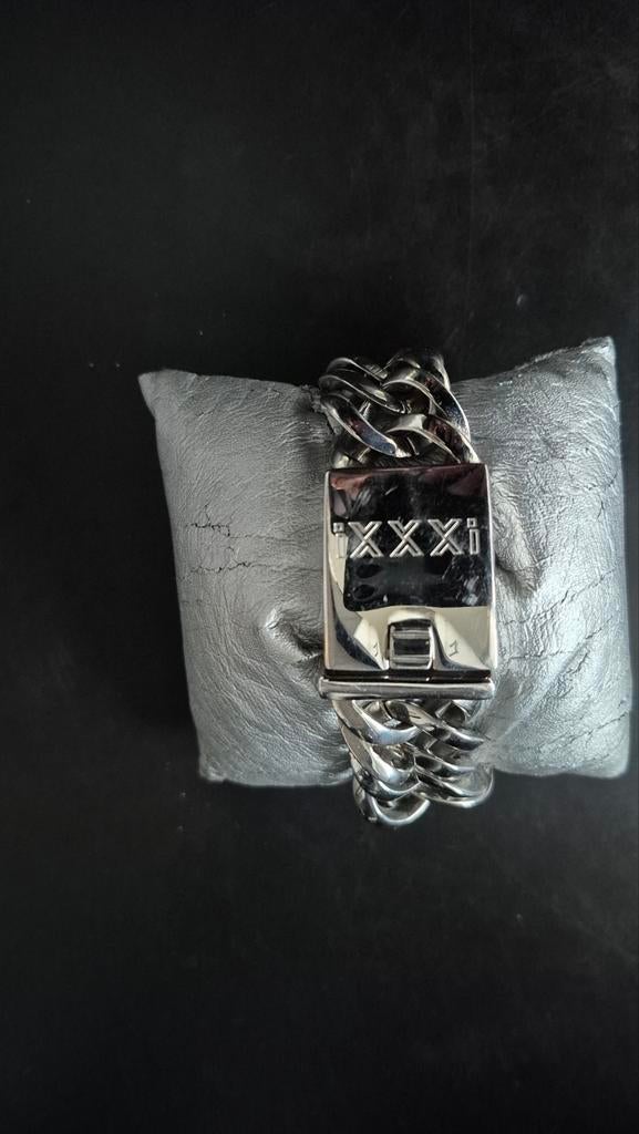 IXXXI Gave brede schakelarmband, IJzer of Staal, Ophalen of Verzenden, Zo goed als nieuw, 17 tot 18