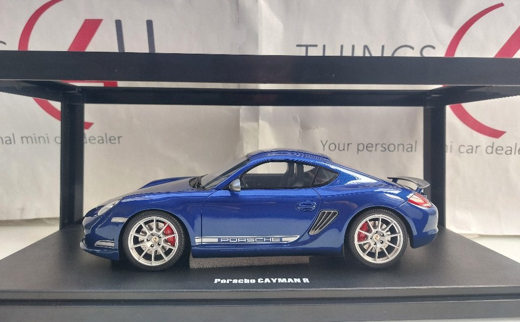 GT Spirit 1:18 Porsche Cayman R 2012 blauw metallic/wit, Hobby en Vrije tijd, Ophalen of Verzenden, Nieuw, Auto, Overige merken