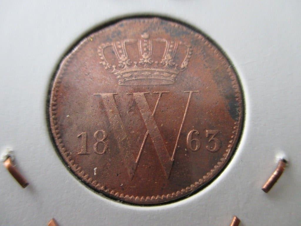 Cent 1863, Ophalen of Verzenden, Koning Willem III, 1 cent, Losse munt
