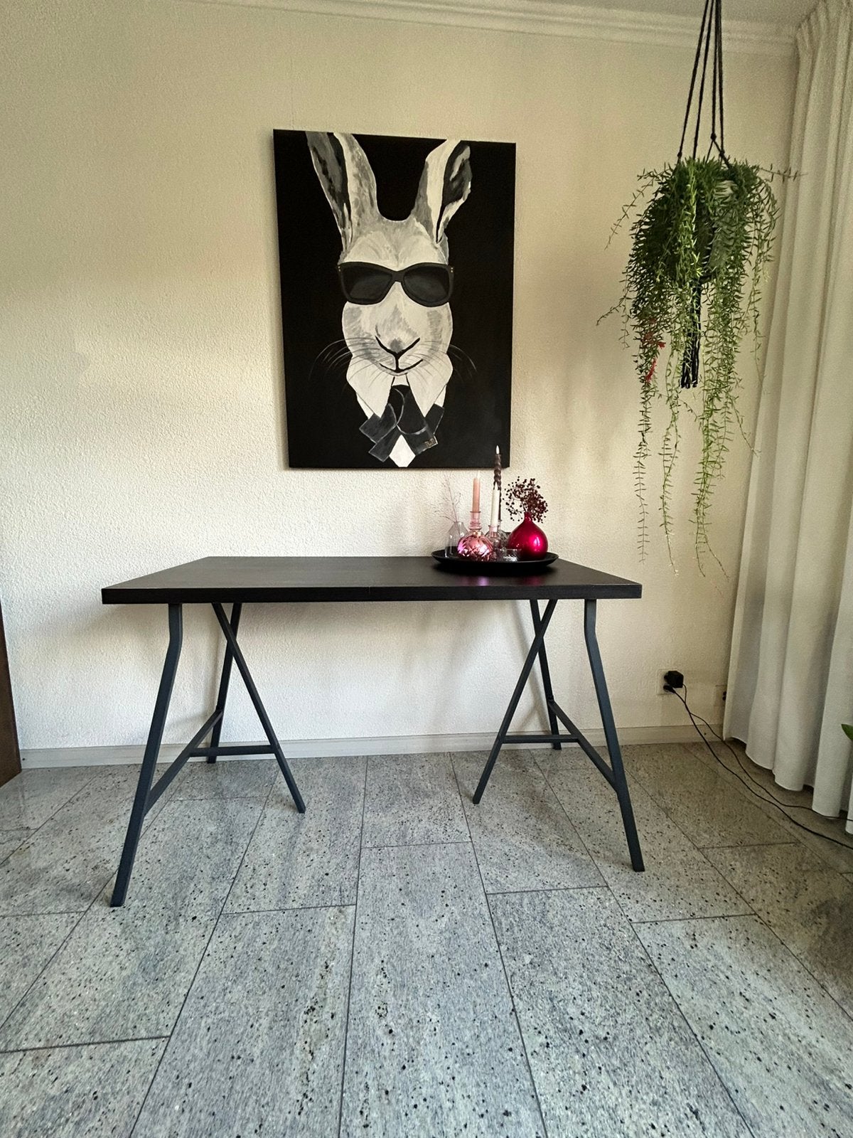 Ikea Lerberg Tafelpoten met Zwart Blad, Gebruikt, 120 cm, Ophalen of Verzenden, Industrieel
