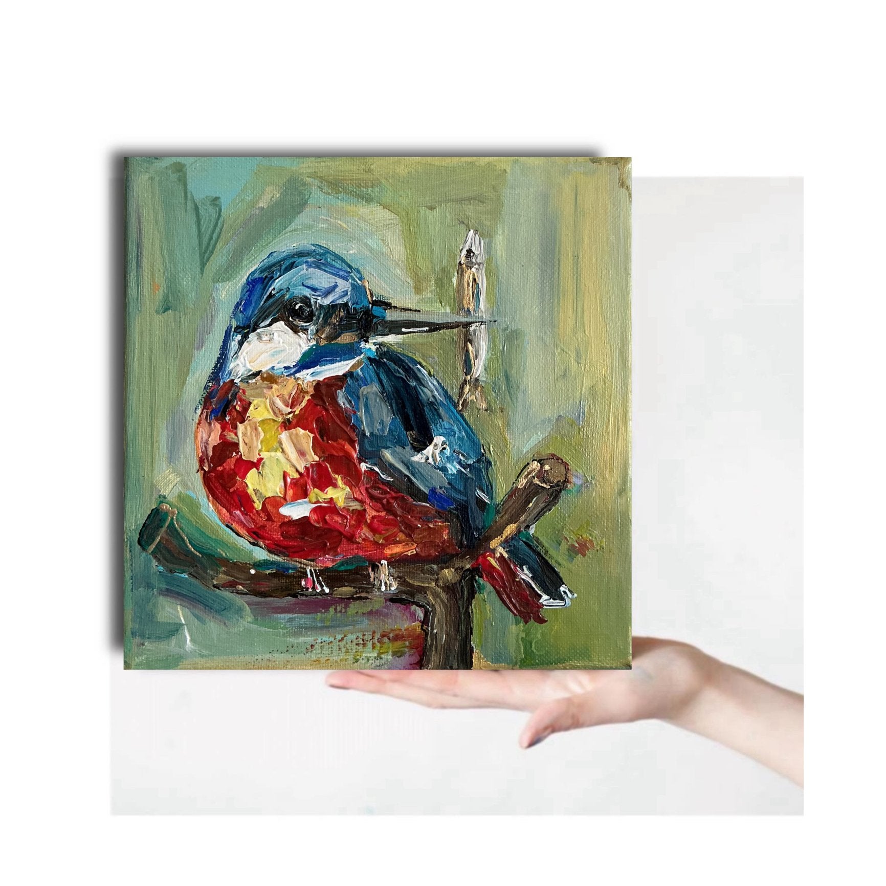 IJsvogel ~ schilderij ~ atelier, Ophalen of Verzenden, Nieuw, Minder dan 50 cm, Schilderij
