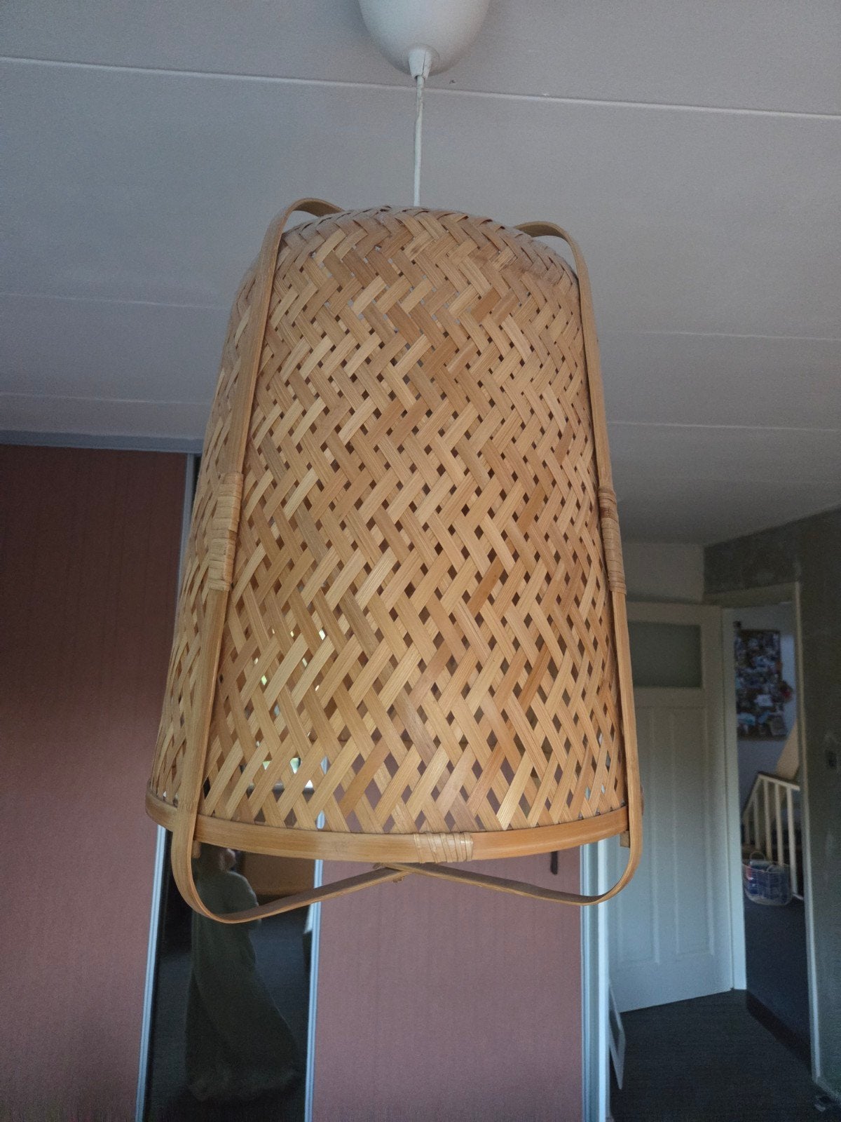 IKEA KNIXHULT Hanglamp Bamboe Handgemaakt 40 cm, Ophalen, Bohemian, Scandinavisch, Natuurlijk, Natuurlijk materiaal, E27 (groot)