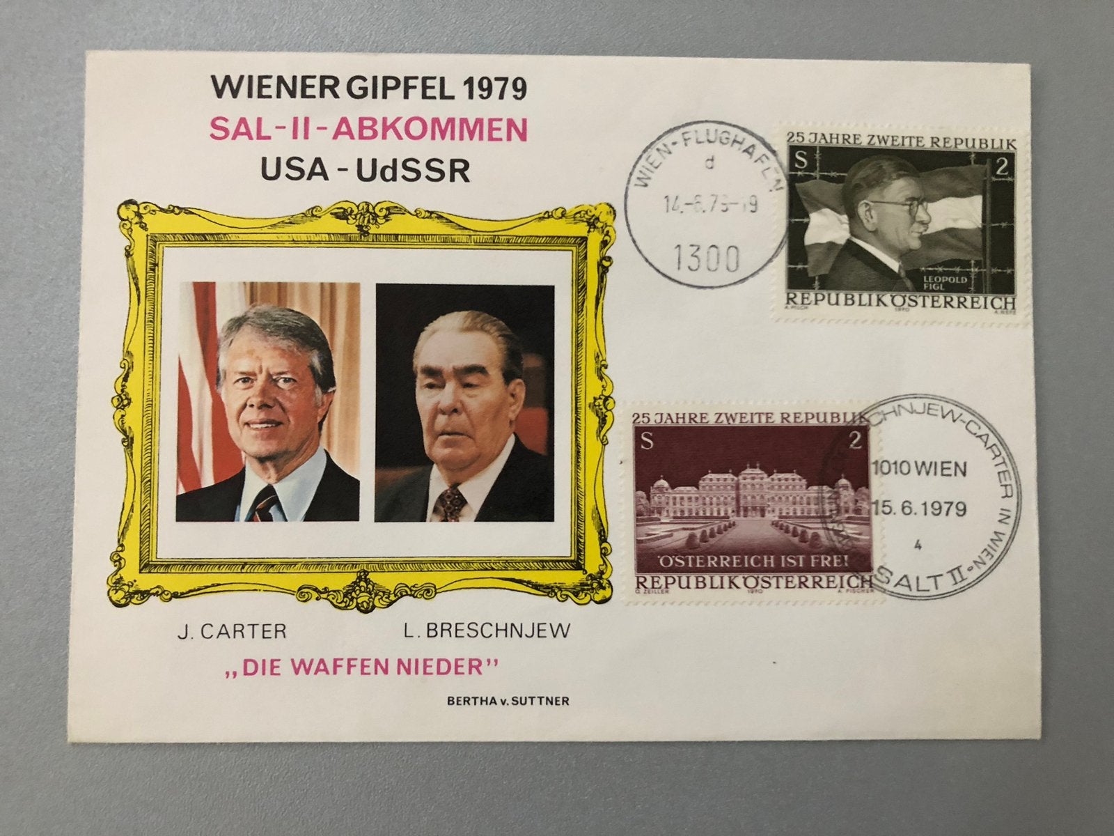 Envelop Oostenrijk met 2 postzegels Wiener gipfel 1979., Ophalen of Verzenden, Envelop