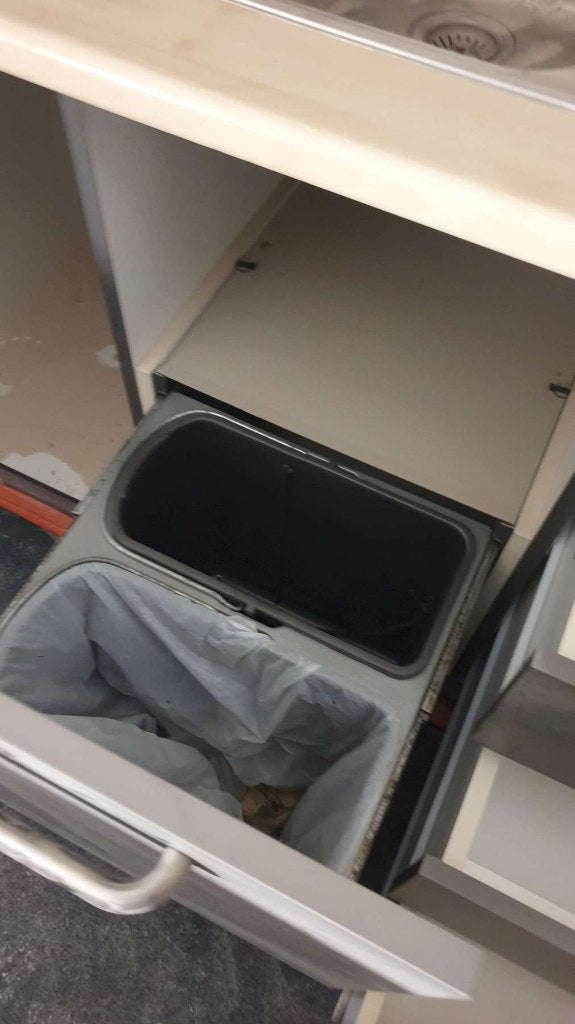 Inbouw afvalemmer vuilsorteersysteem met 2 vuilbakken B 45cm, Ophalen, Gebruikt, 25 tot 50 cm, Minder dan 100 cm