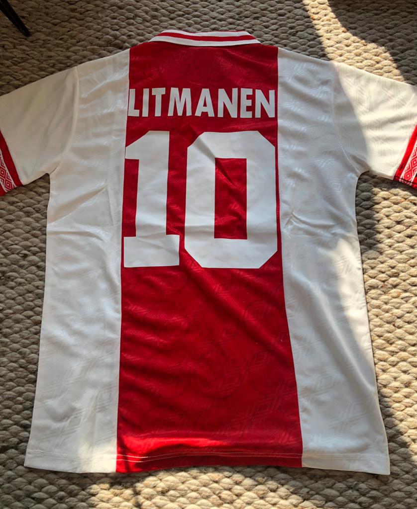 Litmanen ajax retro voetbalshirt maat S, Verzamelen, Sportartikelen en Voetbal, Ophalen of Verzenden, Zo goed als nieuw, Ajax