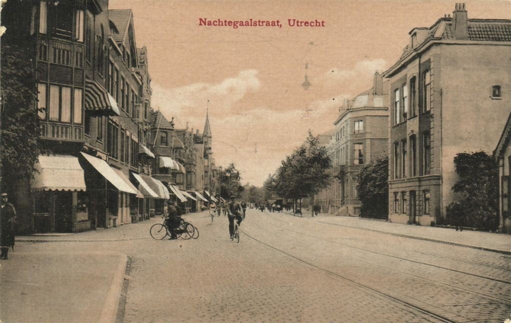Nachtegaalstraat, Utrecht - volk fiets - 1928 gelopen, Verzenden, 1920 tot 1940, Gelopen, Utrecht
