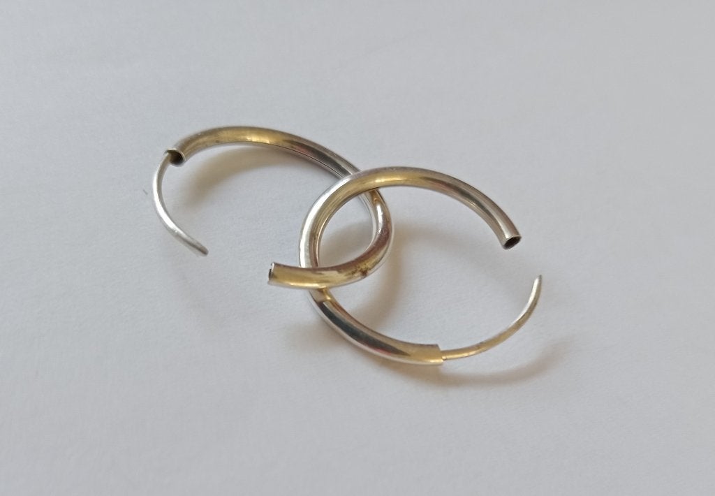 Vintage zilveren oorringen, creolen, Sieraden, Tassen en Uiterlijk, Ophalen of Verzenden, Zilver, Oorbellen
