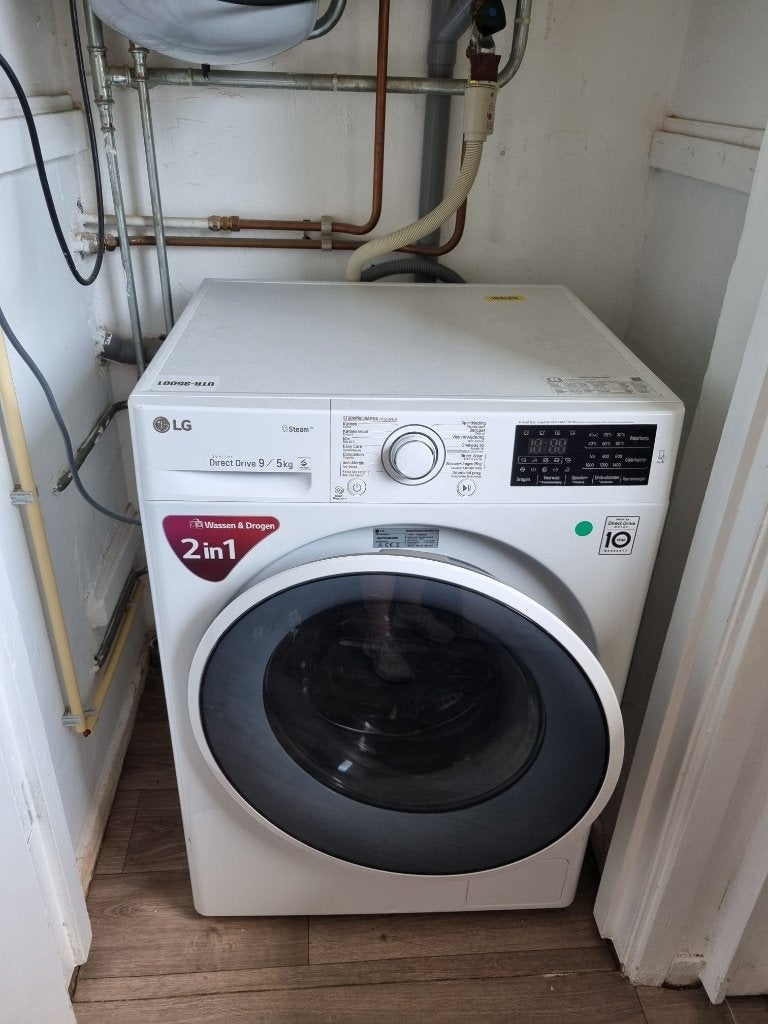 Wasdroogcombinatie LG F4J6VG0W Direct Drive - 9/5 kg, 8 tot 10 kg, Ophalen, Gebruikt, 85 tot 90 cm