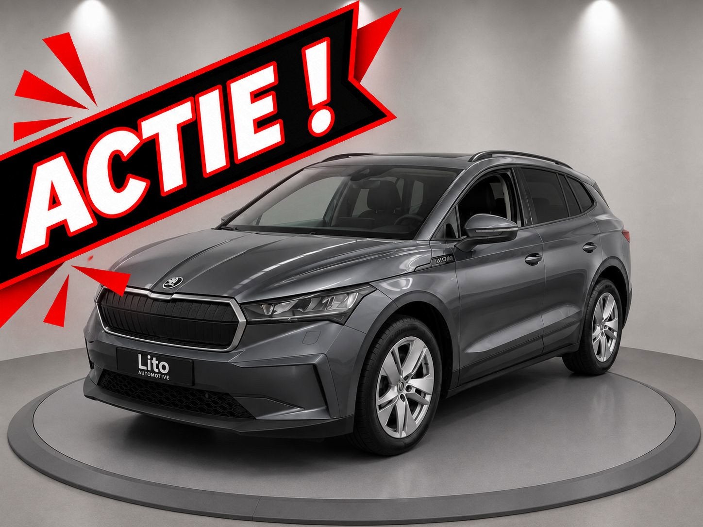 Skoda Enyaq iV 60| 1/2 LEDER | NAVI | AIRCO| ELECTRIC| NL: A, Auto's, Automaat, Achterwielaandrijving, Gebruikt, 1865 kg
