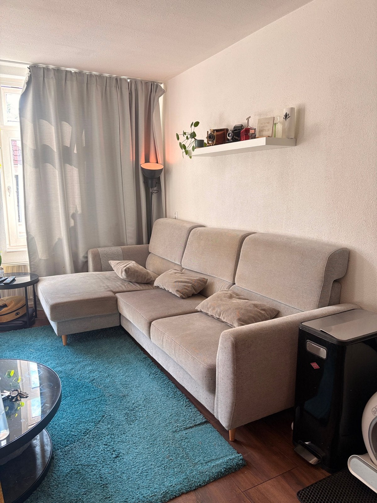 Gratis af te halen: Gebruikte Slatorp hoekbank met chaise lo, Huis en Inrichting, Banken | Bankstellen, Ophalen, 250 tot 300 cm