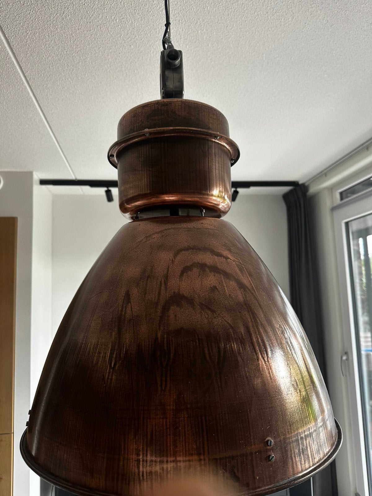 Industriële koperen lamp, Ophalen, Zo goed als nieuw