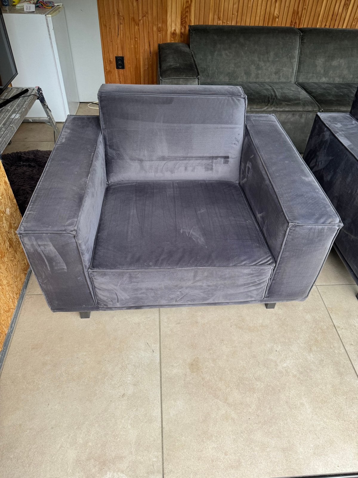 fauteuils antraciet velours, Ophalen, Gebruikt, Stof, 75 tot 100 cm