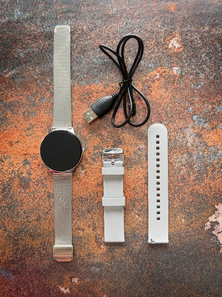 Nieuwe Smartwatch, incl. nieuwe extra grijze band, 43 mm, Onbekend, Zwart, IOS, Nieuw