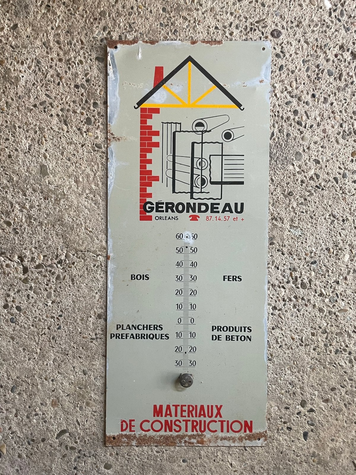 Vintage Gerondeau Bouwmaterialen Reclamebord, Verzamelen, Ophalen of Verzenden, Gebruikt
