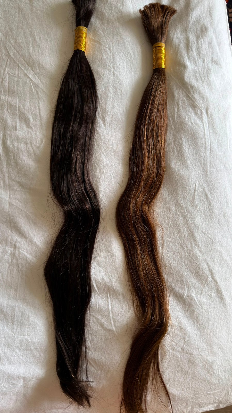 Bulk human hair  kleur 1B en kleur 4, Ophalen, Zo goed als nieuw, Pruik of Haarverlenging