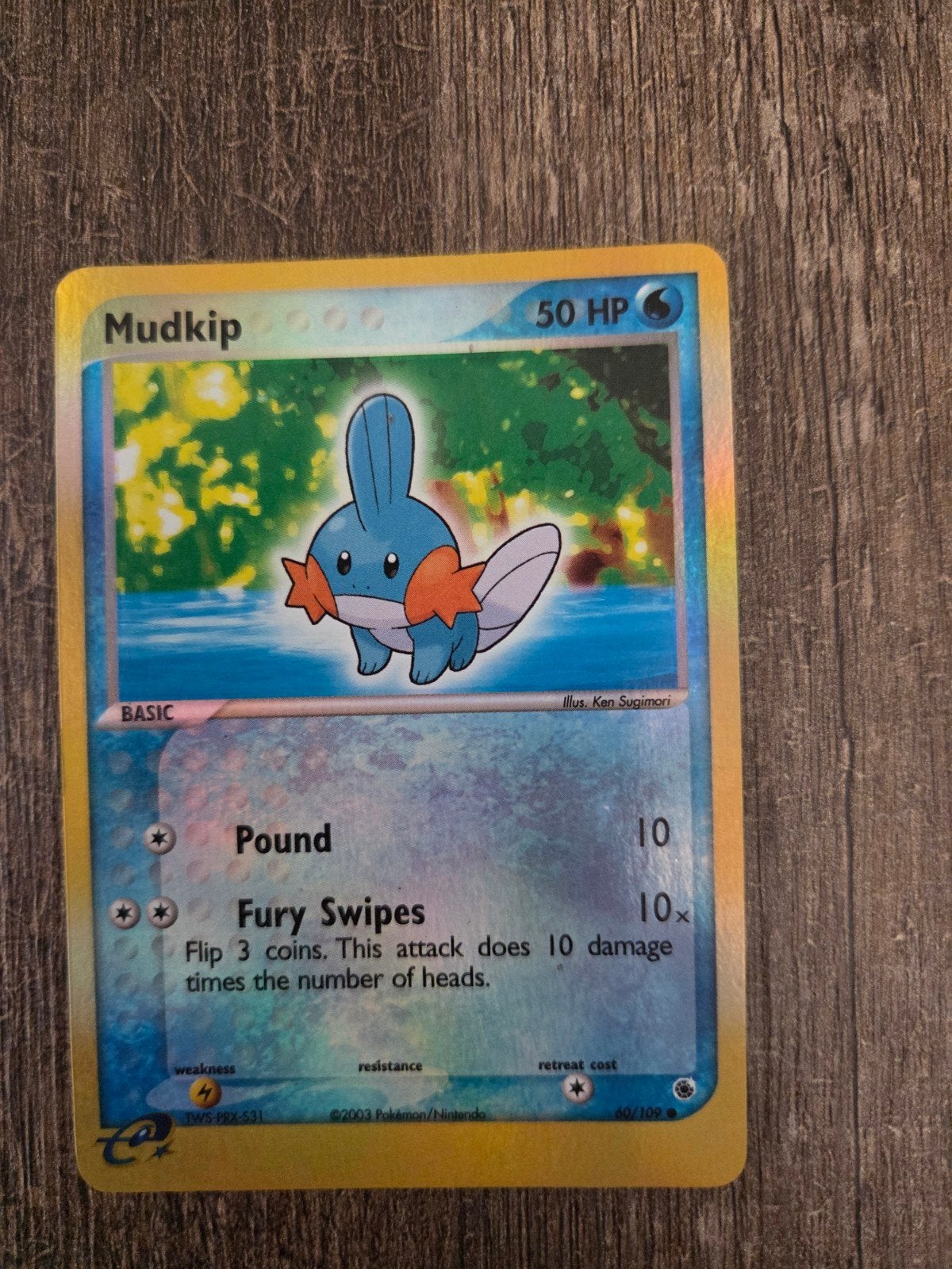 Mudkip Pokémon Kaart 2003 - Zeldzaam en in goede staat, Ophalen of Verzenden, Gebruikt, Losse kaart