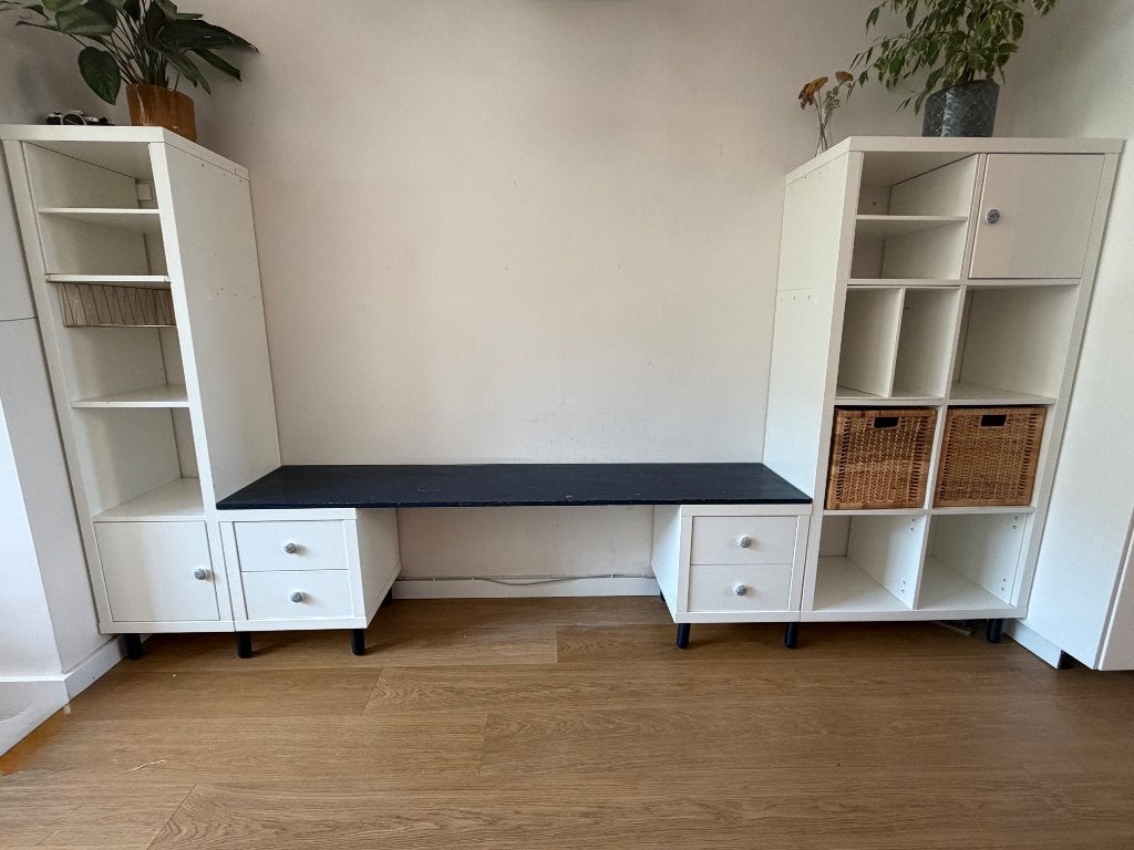 Kallax kasten met optioneel bureaublad voor kinderen, Ophalen, Gebruikt, Met deur(en), Modern, Functioneel