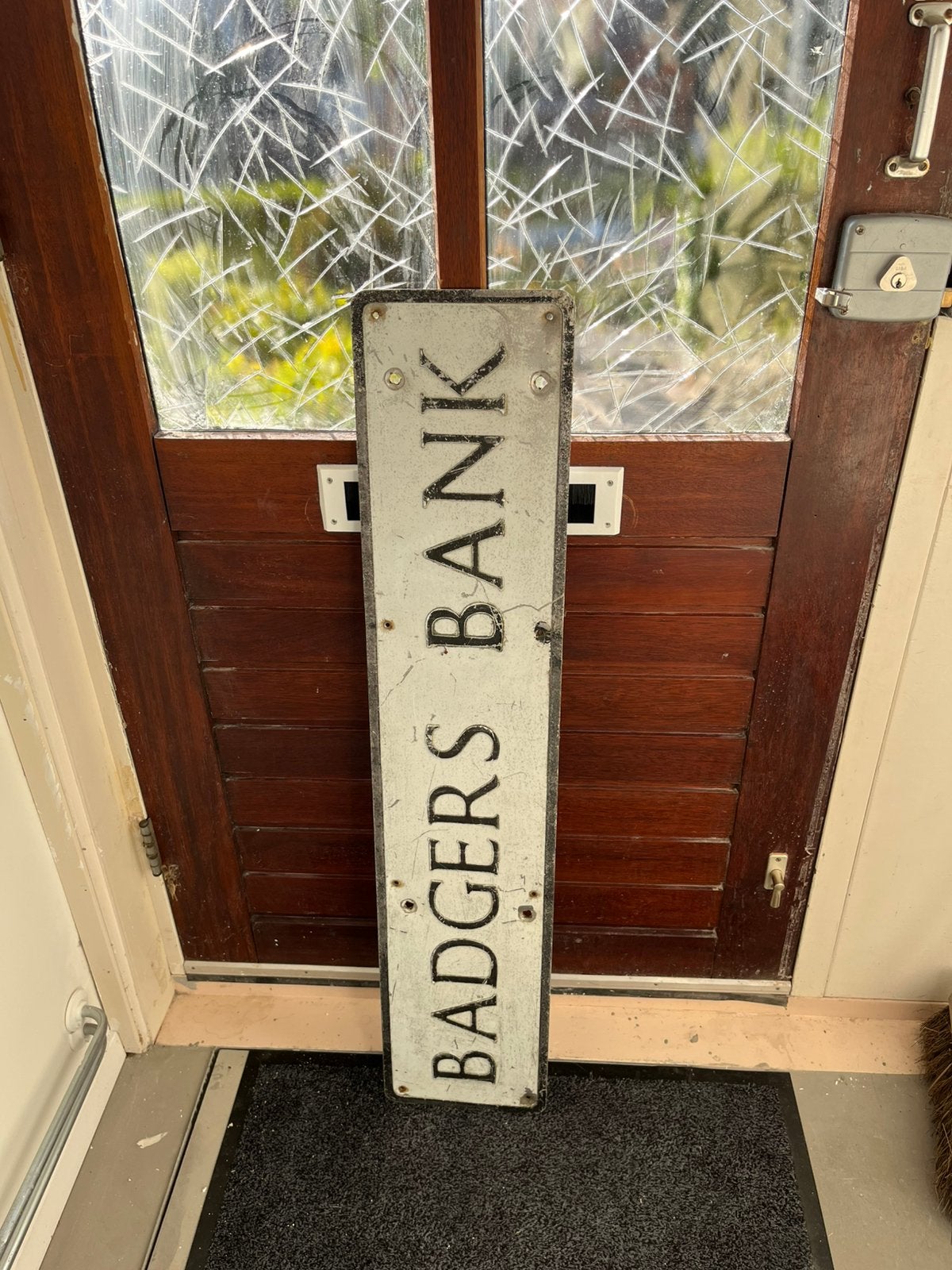 Antiek bord “Badgers Bank” 110x23 cm, Ophalen of Verzenden, Zo goed als nieuw
