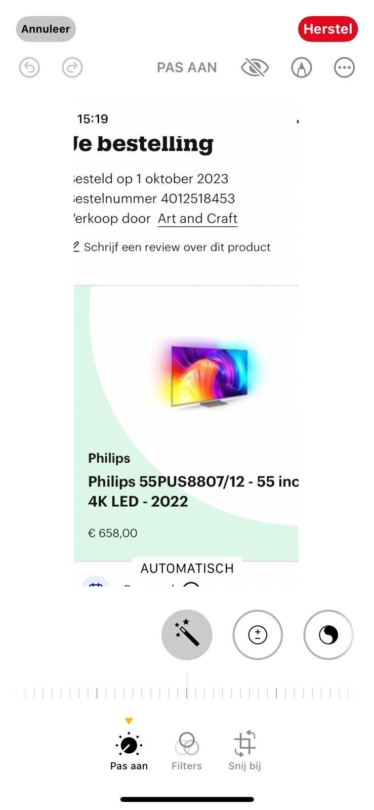 Tv Filips voor onderdelen scherm stuk, Ophalen, Gebruikt