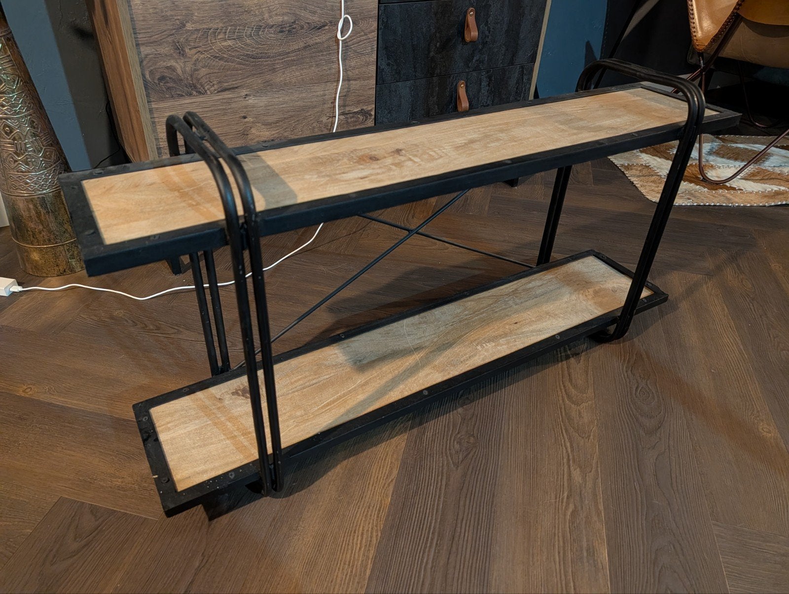 Industrieel wandrek - Hout en metaal - 100x50x22cm, Huis en Inrichting, Ophalen, Gebruikt