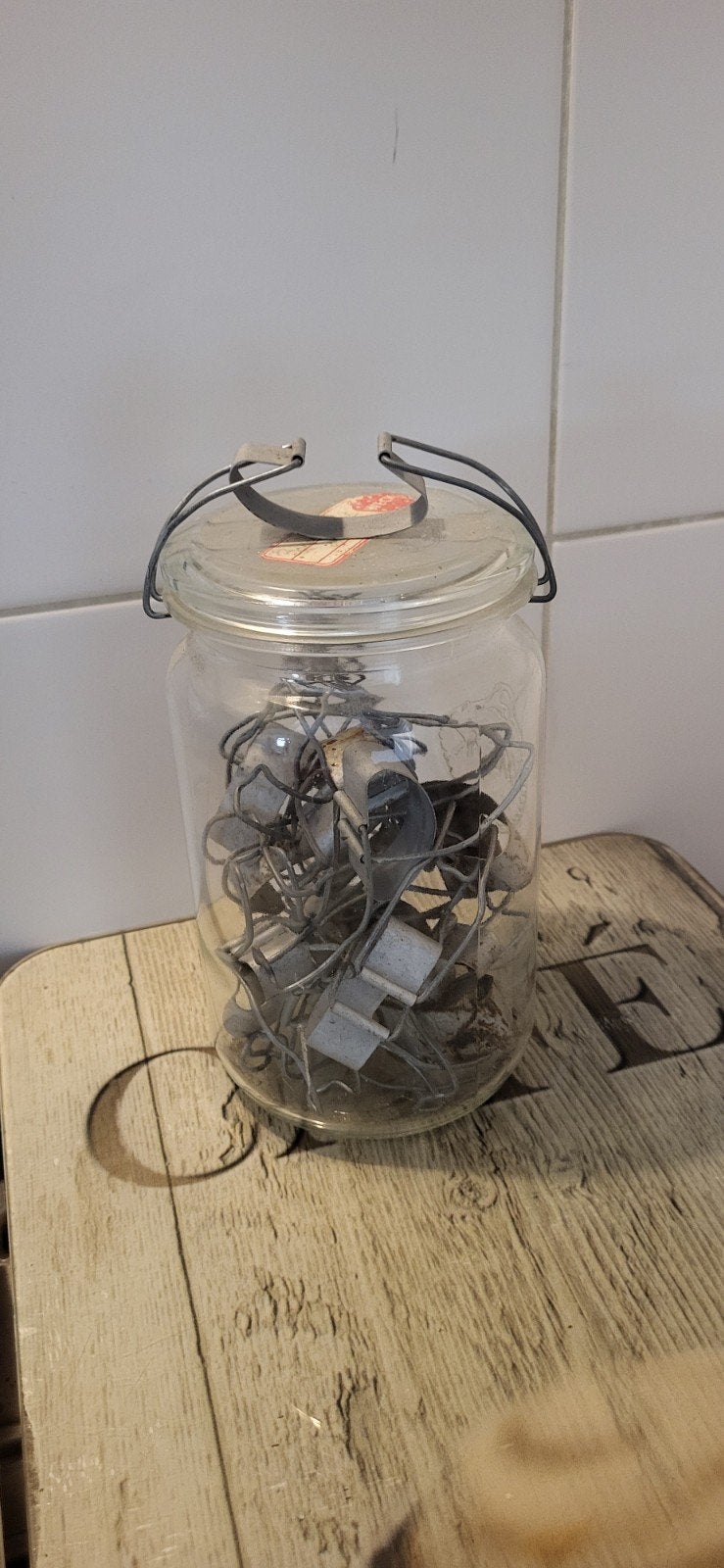 Glazen pot met metalen wekpot klemmen, Ophalen of Verzenden