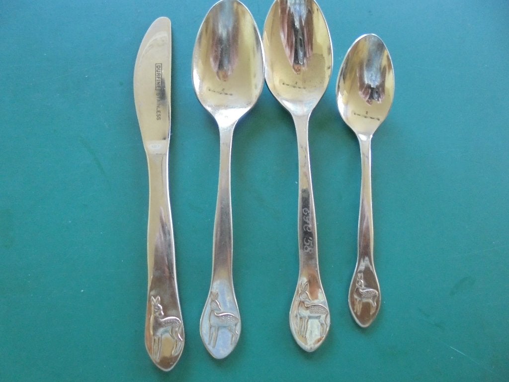 kinderbestek hert durfine, Ophalen of Verzenden, Rvs of Chroom