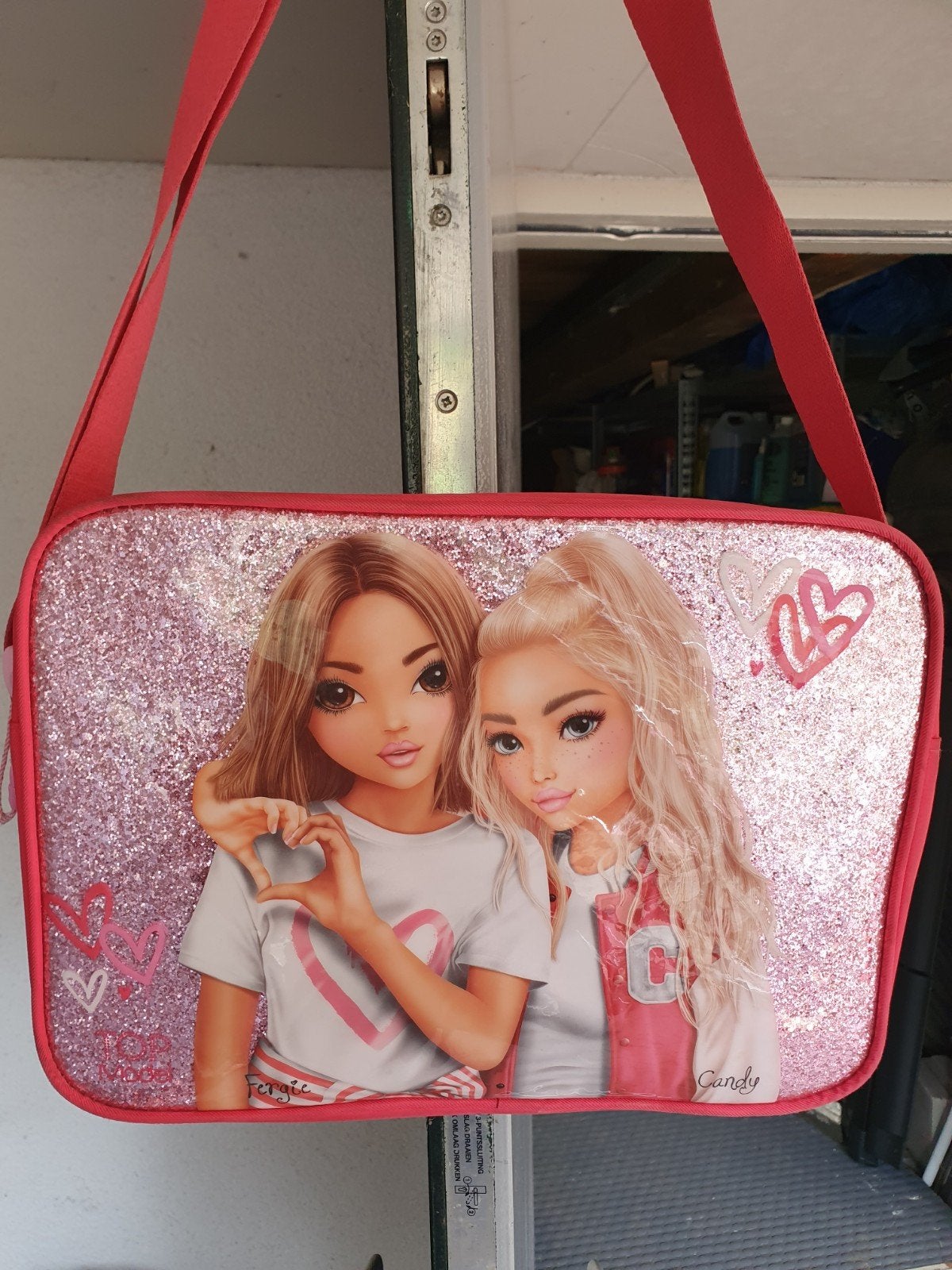 TopModel Schoudertas met Glitter en Hartjes, Ophalen, Minder dan 30 cm, Roze, Schoudertas