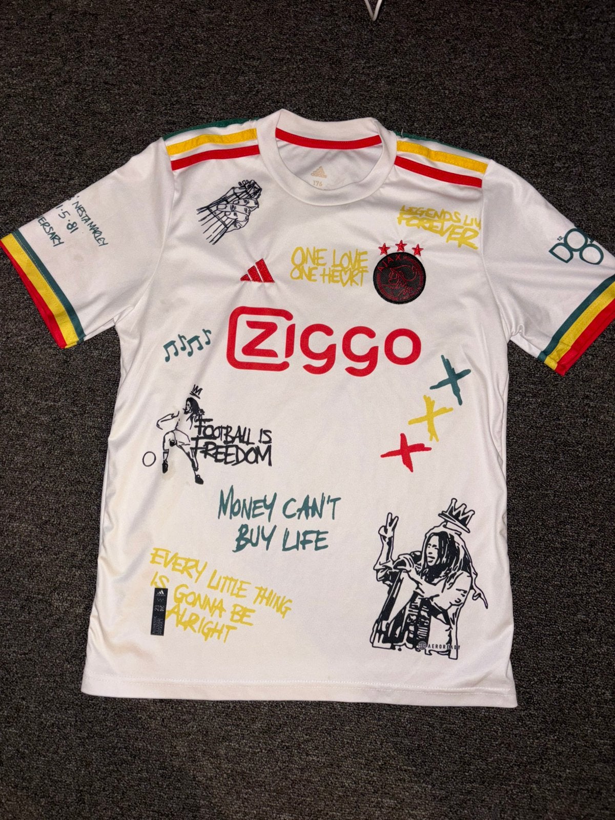 Ajax shirt Bob Marley, imitatie!, Ophalen of Verzenden, Gebruikt, Ajax, Shirt