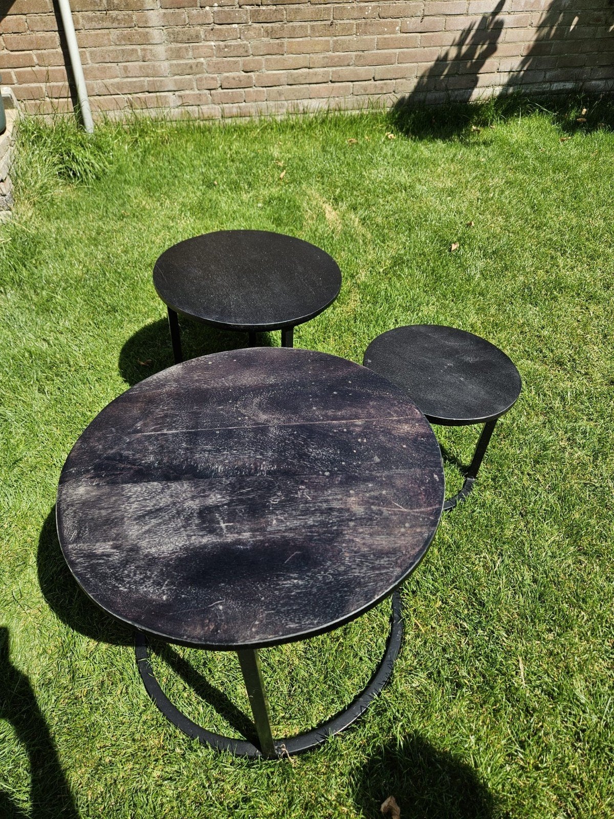 Drie zwarte salontafels, Ophalen, Overige materialen, Gebruikt, 50 tot 100 cm