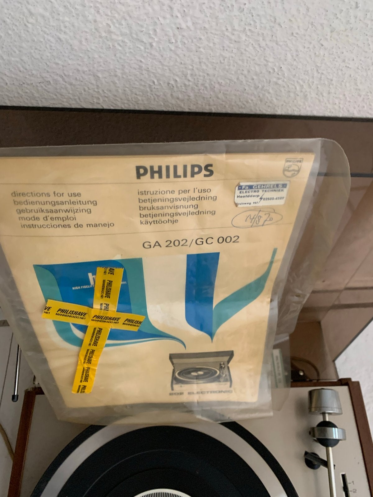Philips GA 202/GC 002 Platenspeler met handleiding, Verzenden, Gebruikt, Platenspeler, Philips