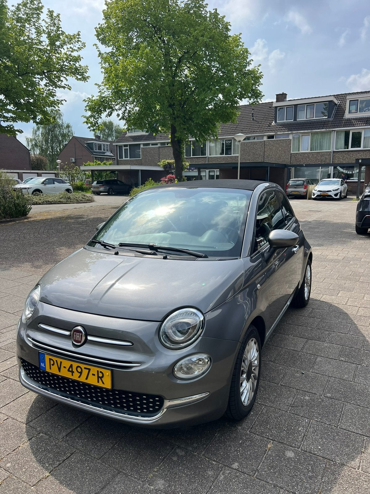 Fiat 500C 0.9 80pk Turbo Twinair 2017 Grijs, 31 €/maand, Cabriolet, Origineel Nederlands, Handgeschakeld