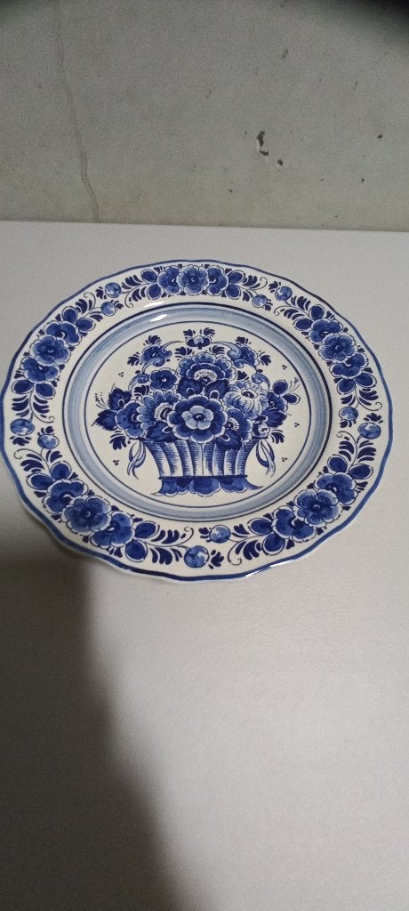 Delfts blauw bord bloemen, Ophalen