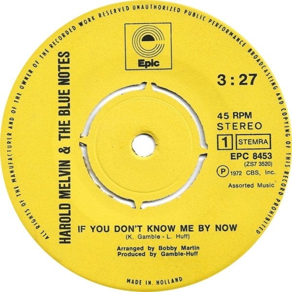 Harold Melvin & B.Notes - If you don't Know Me ...(Single), Gebruikt, 7 inch, Ophalen of Verzenden, R&B en Soul