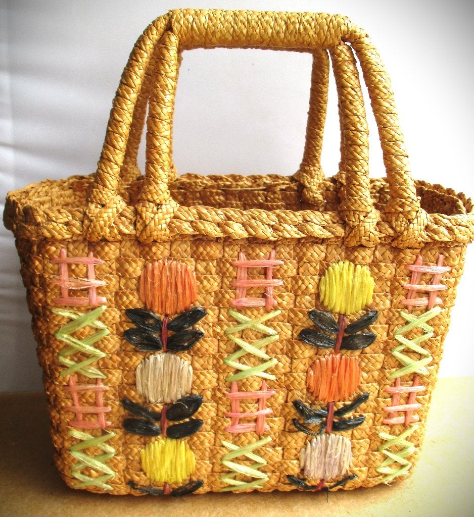 Tas~Kindertasje~Antiek boodschappenmandje~Geruit design, Ophalen of Verzenden