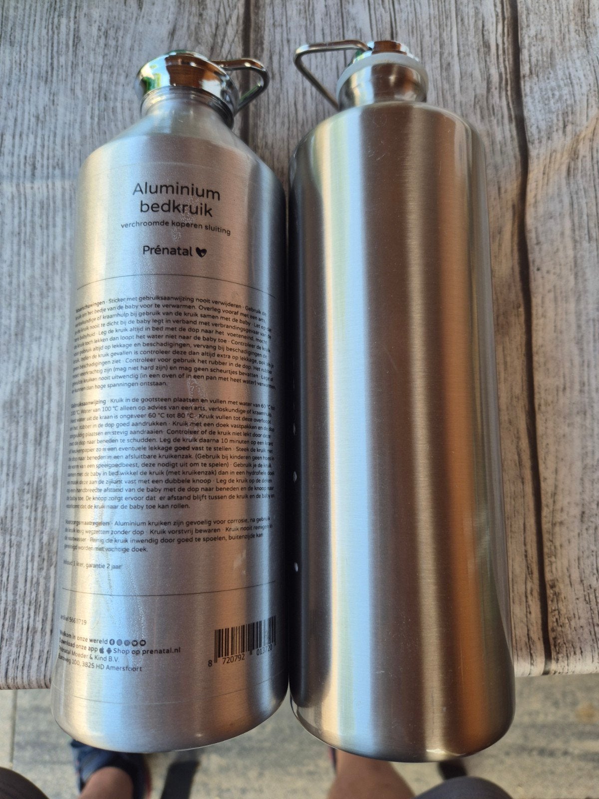 2 Aluminium Bedkruik met Verchroomde Sluiting, Ophalen
