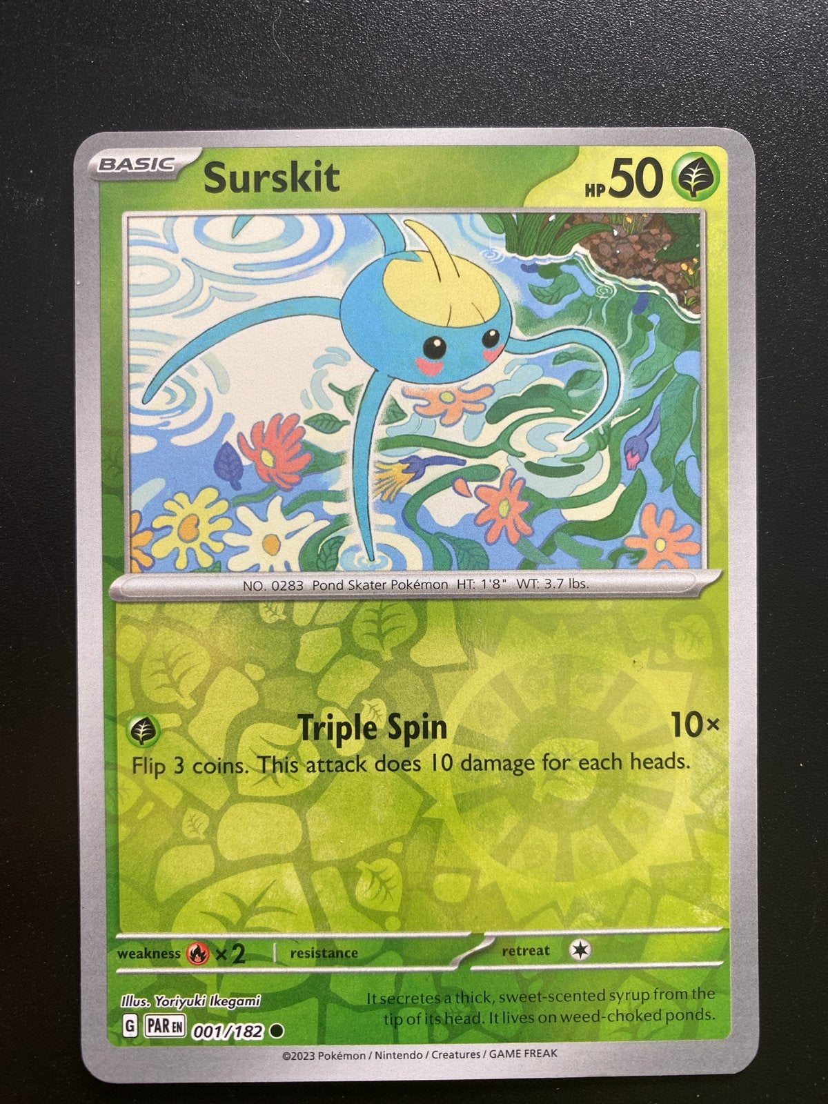 Surskit 001/182 Reverse Holo Pokémon Paradox Rift, Ophalen of Verzenden, Zo goed als nieuw, Losse kaart, Foil