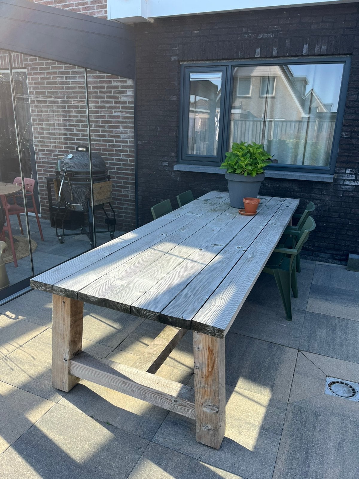 Grote robuuste tuintafel 3 m, Ophalen, Zo goed als nieuw, Rechthoekig, Hout