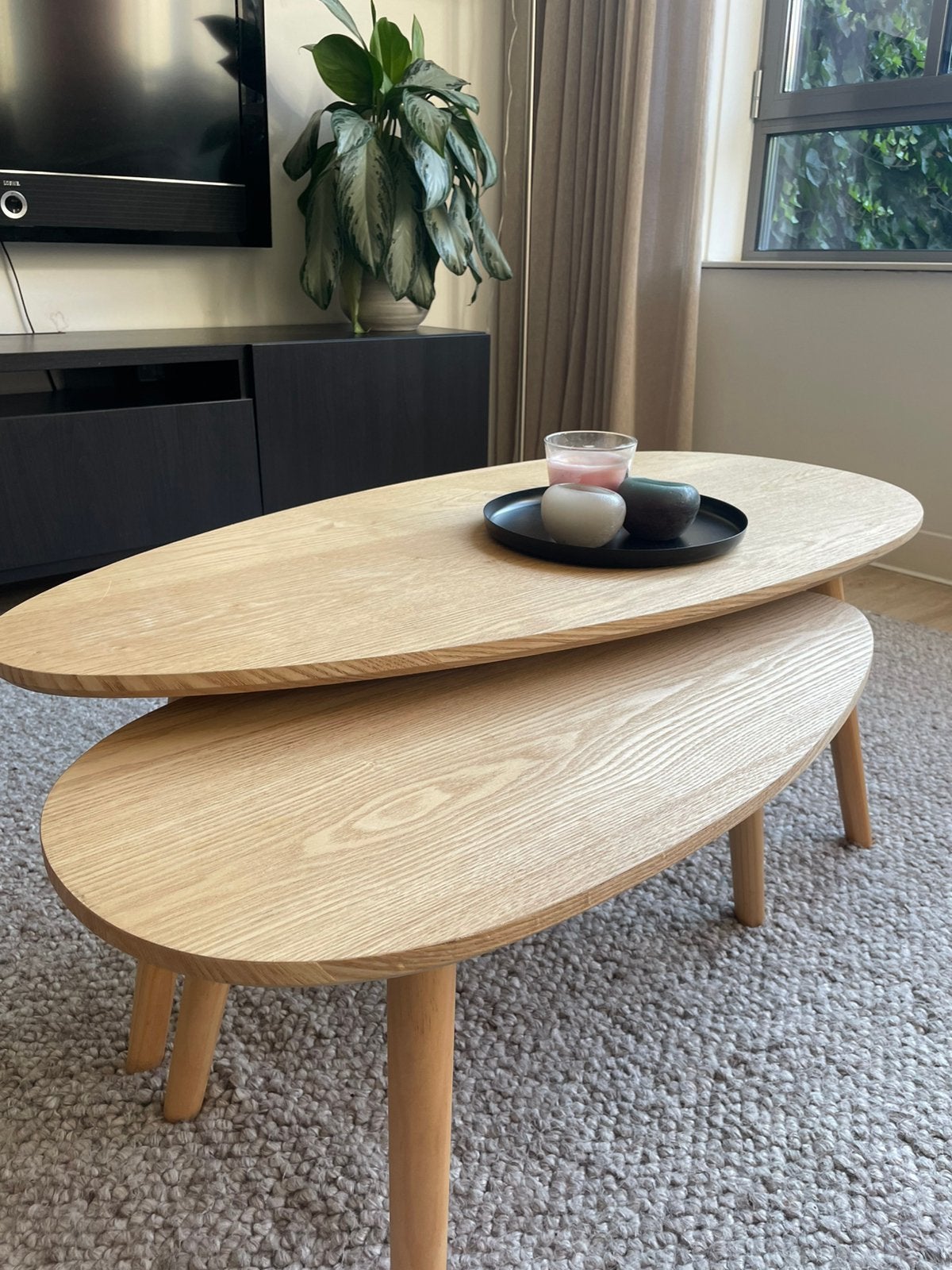 Kwantum japandi eikenhout salontafeltjes, Ophalen, Minder dan 50 cm, 100 tot 150 cm, Eikenhout