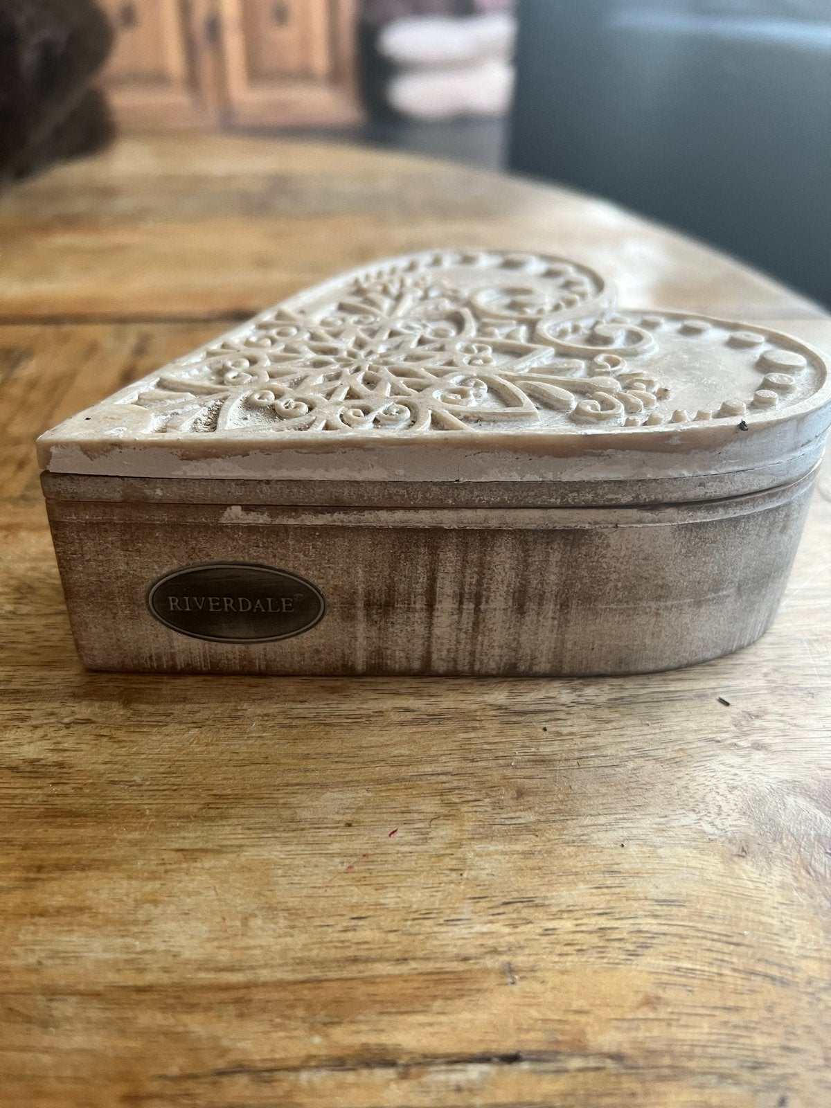 Riverdale Houten Hartvormige Kandelaar/Decoratie, Hout, Gebruikt, Beige, Ophalen of Verzenden