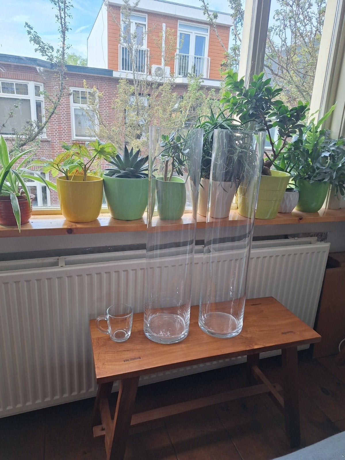 grote vazen kaarsenhouders, Ophalen, 69 cm, Transparant, Glas