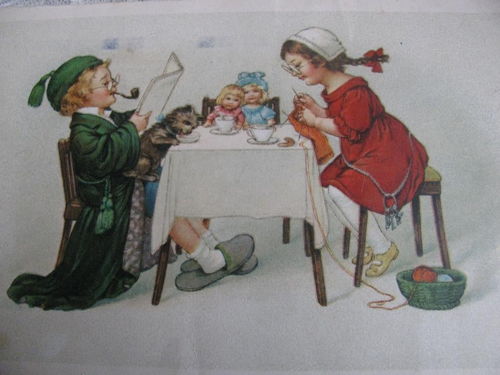 Antieke Kaart / Marie Flatscher - Kinderen Pop Breien, Verzenden, Voor 1920, Gelopen, Kinderen