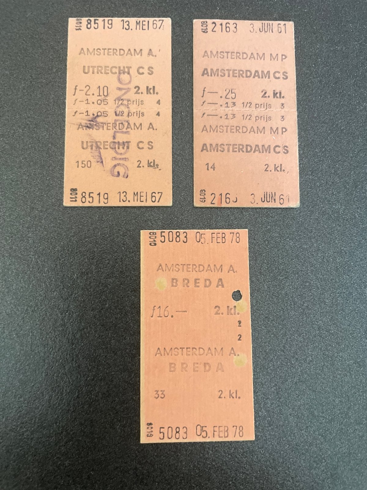 Treinkaartjes Amsterdam A. en MP, Tickets en Kaartjes, Eén persoon, Algemeen kaartje