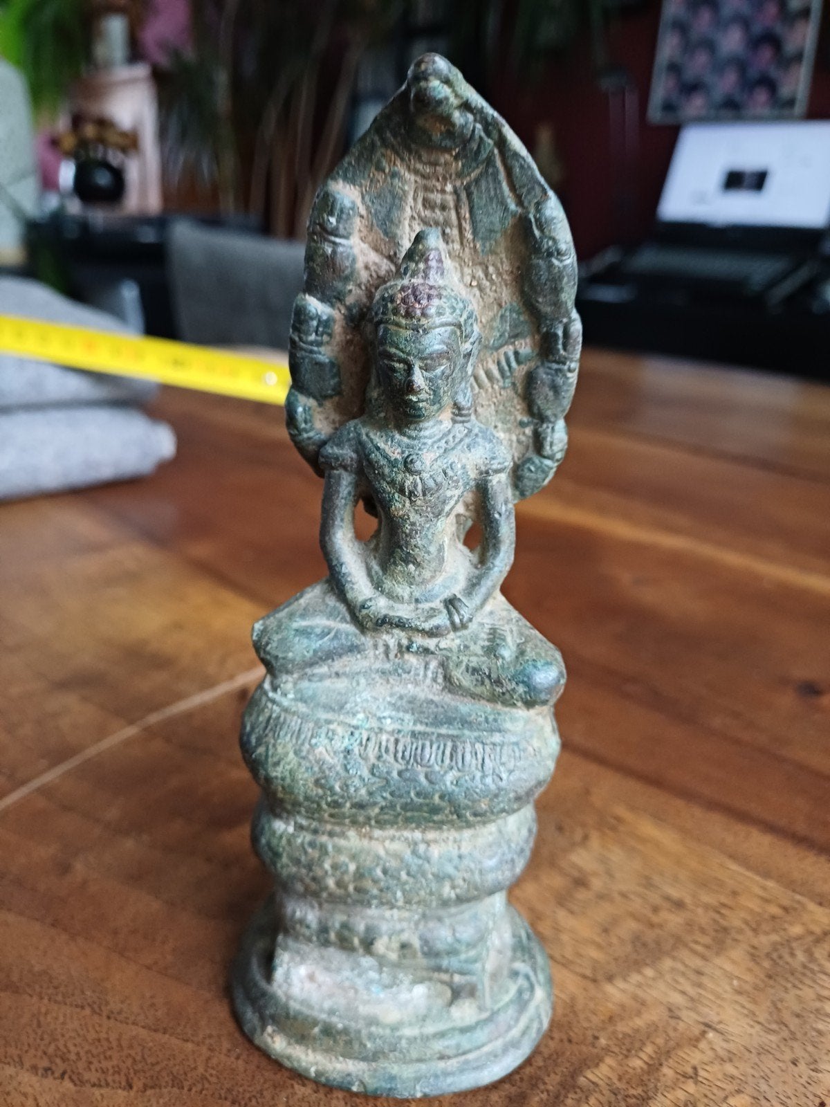 Boeddha beeldje met Naga, 15 cm hoog, Ophalen, Overige herkomsten, Beeld, Groen