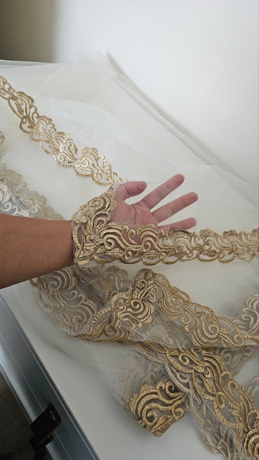 Prachtige Wit Hennasluier / Bruidssluier, Kleding | Dames, Ophalen of Verzenden, Nieuw, Wit