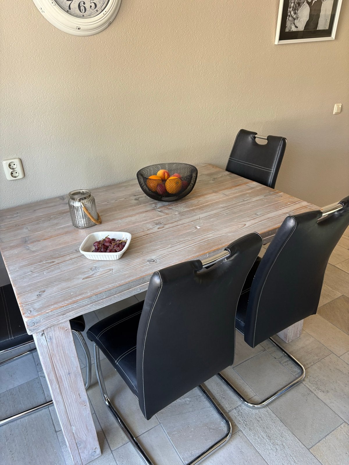 Eettafel met 6 stoelen, Ophalen, Gebruikt, 100 tot 150 cm, 50 tot 100 cm