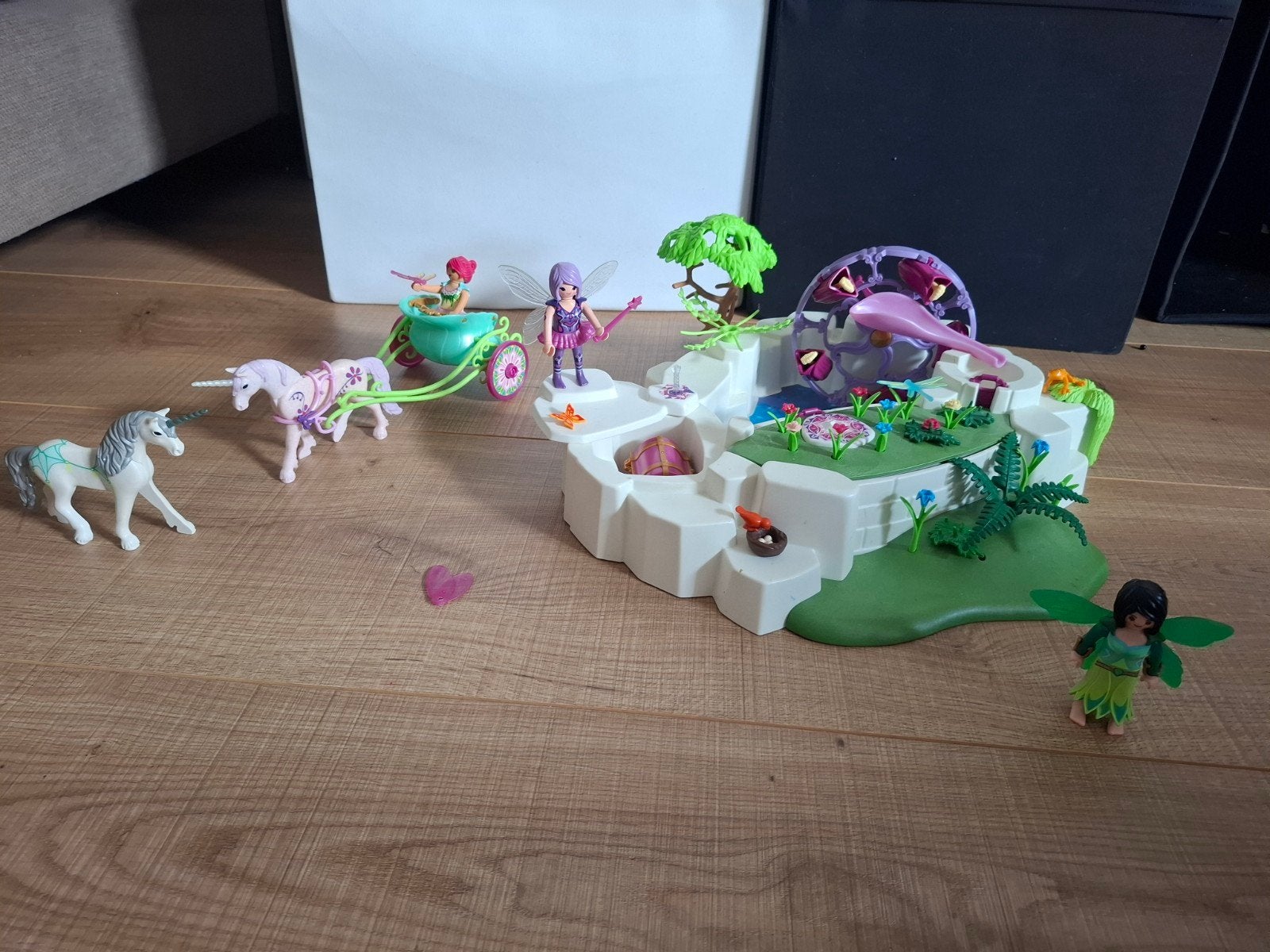 playmobile elfjes/feeën tuin met eenhoorn voertuig., Ophalen, Zo goed als nieuw
