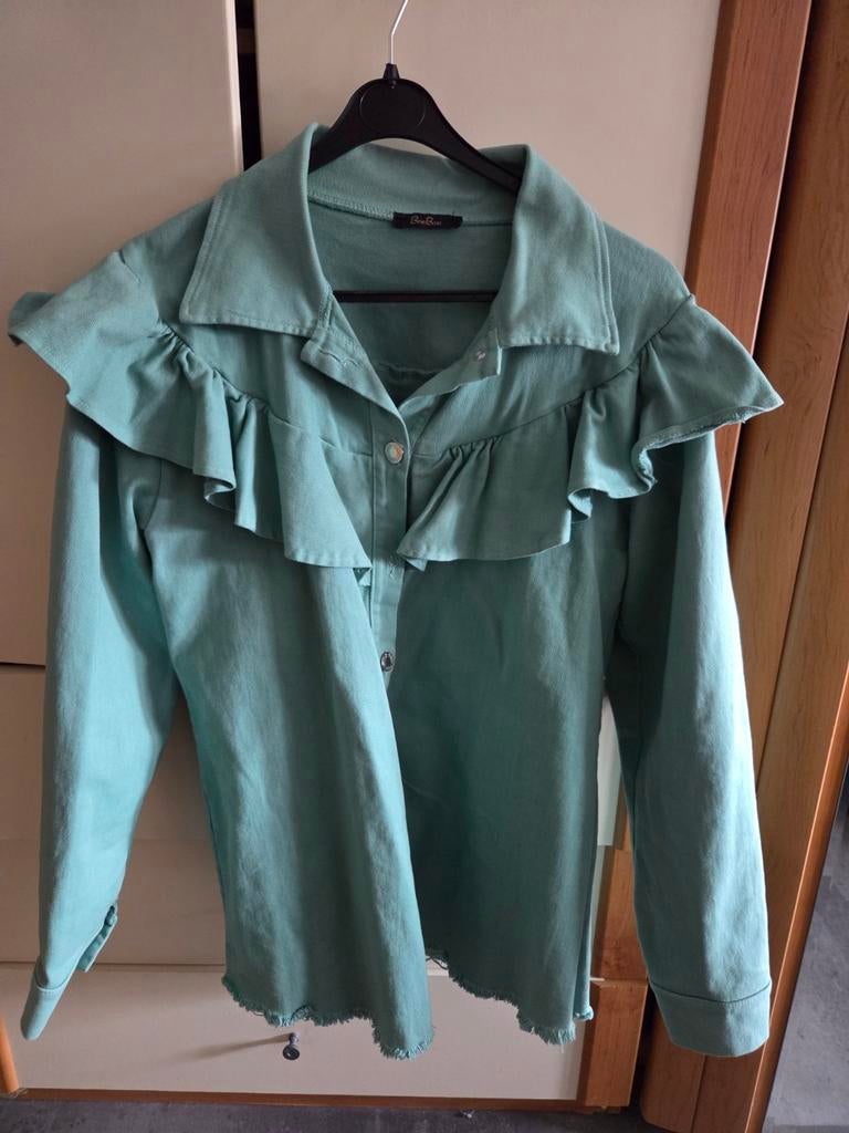 Nieuw mintgroen spijkerjasje met stretch - Maat XL, Ophalen of Verzenden, Nieuw, Maat 46/48 (XL) of groter, Groen
