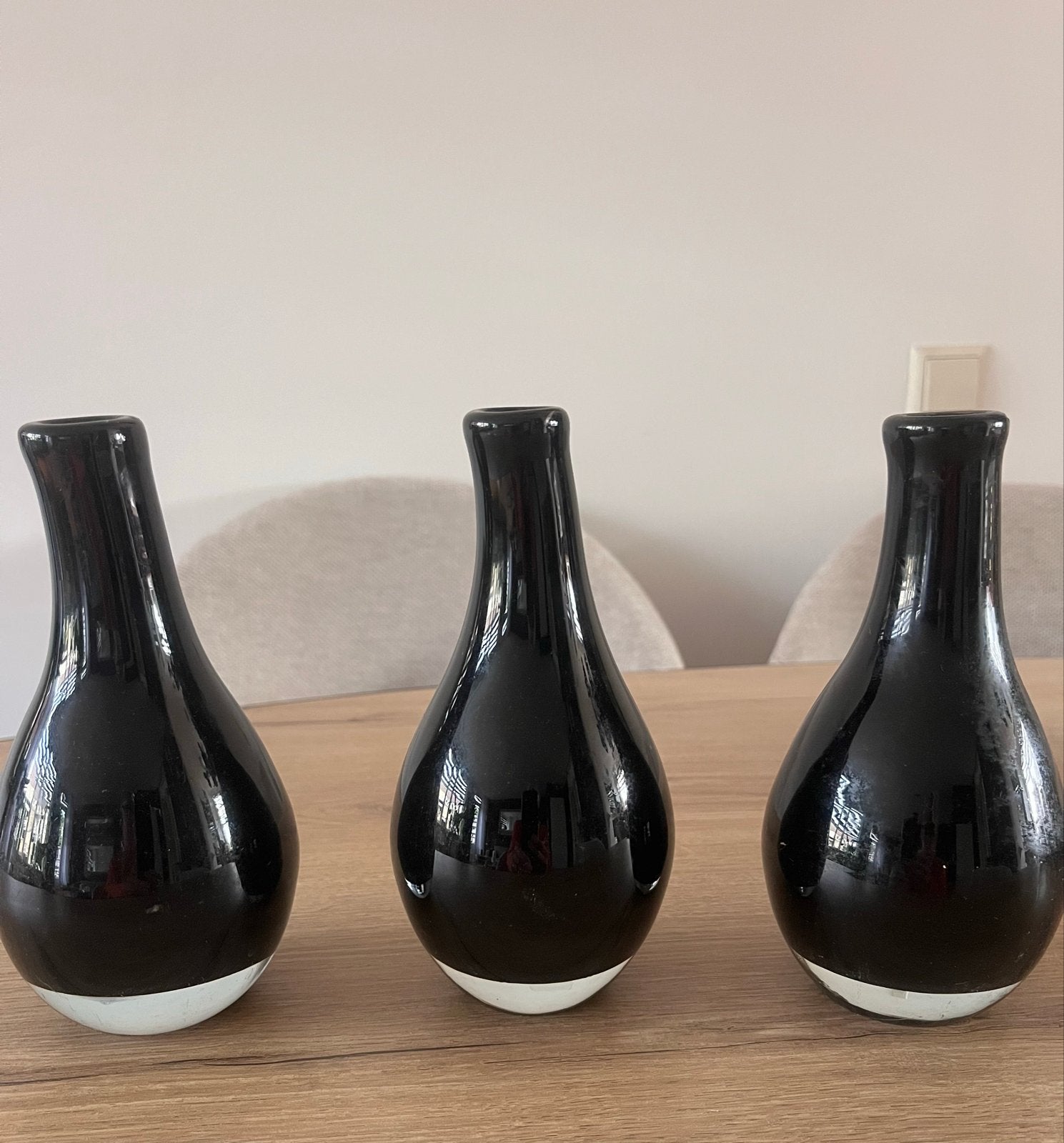 Set van 3 zwarte vazen, modern design Hx 18cm, Ophalen of Verzenden