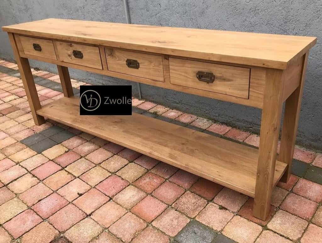 Massief eiken side-table wandtafel op maat leverbaar #WINKEL, Huis en Inrichting, Tafels | Sidetables, Eikenhout, Nieuw, Ophalen of Verzenden