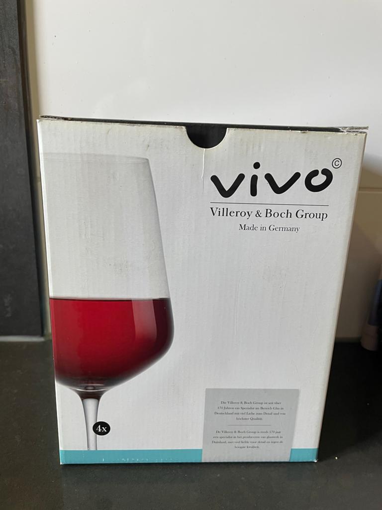 Vivo Villeroy & Boch Rode Wijnglazen - Set van 4, Nieuw, Ophalen of Verzenden, Overige merken, Glas